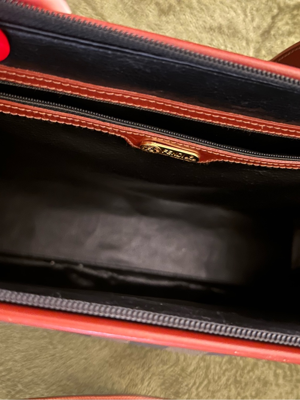 Vintage FENDI Pequin Stripe Tote Bag.- Red Leather Trim EXCELLENT No Peeling - Picture 15 of 15